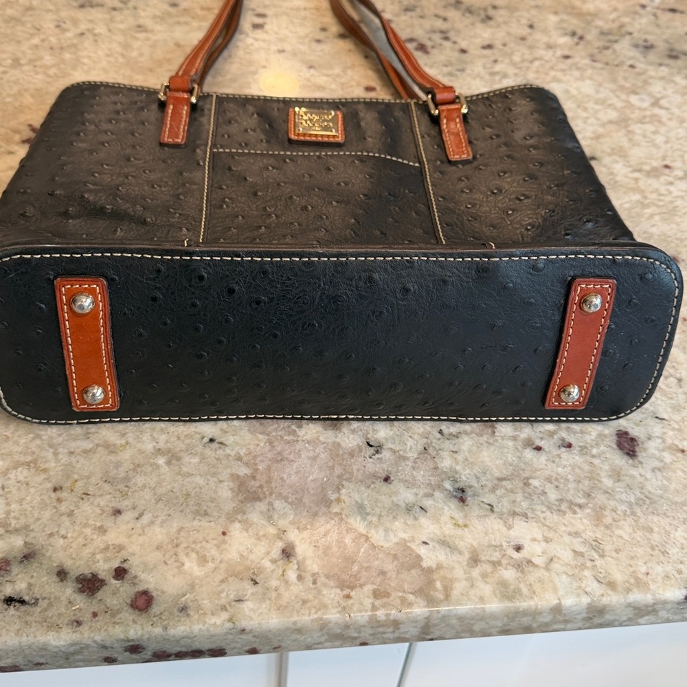 Dooney & Bourke Black Tote with Brown Leather Straps - Picture 2 of 9